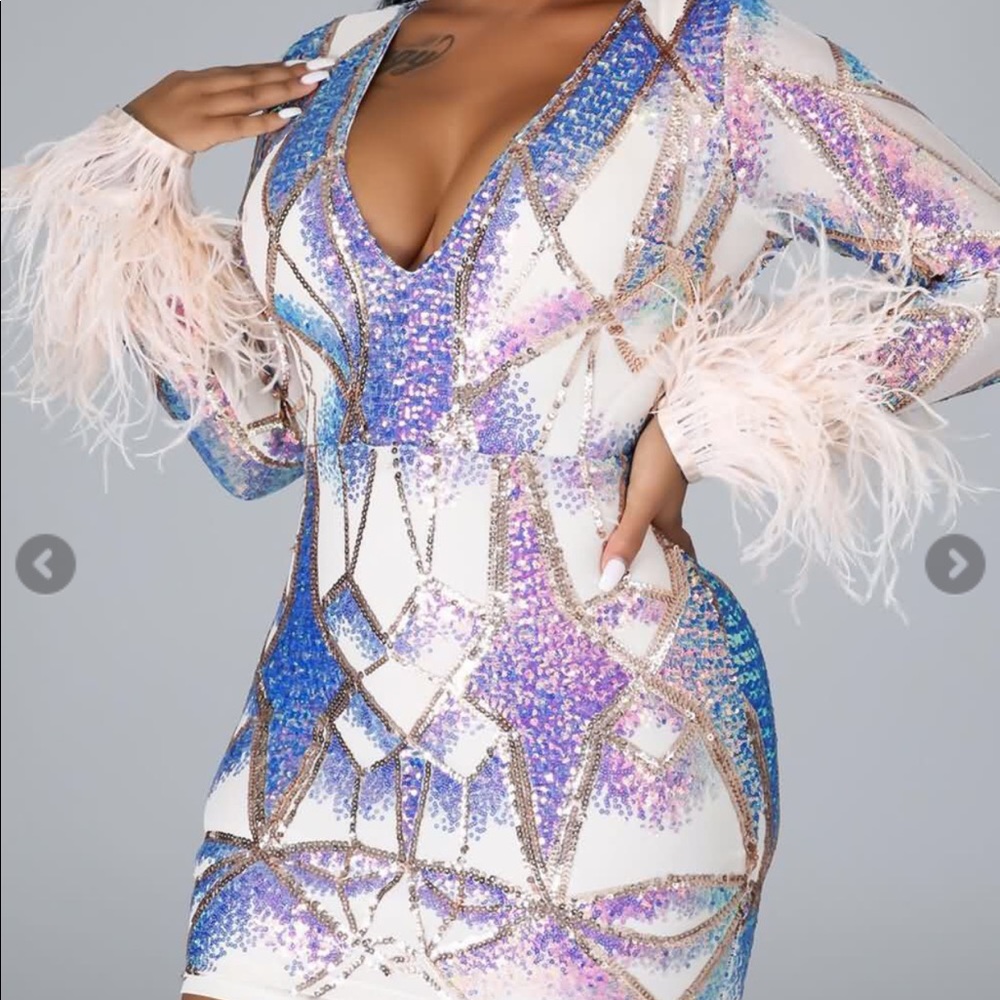 long sleeve iridescent dress